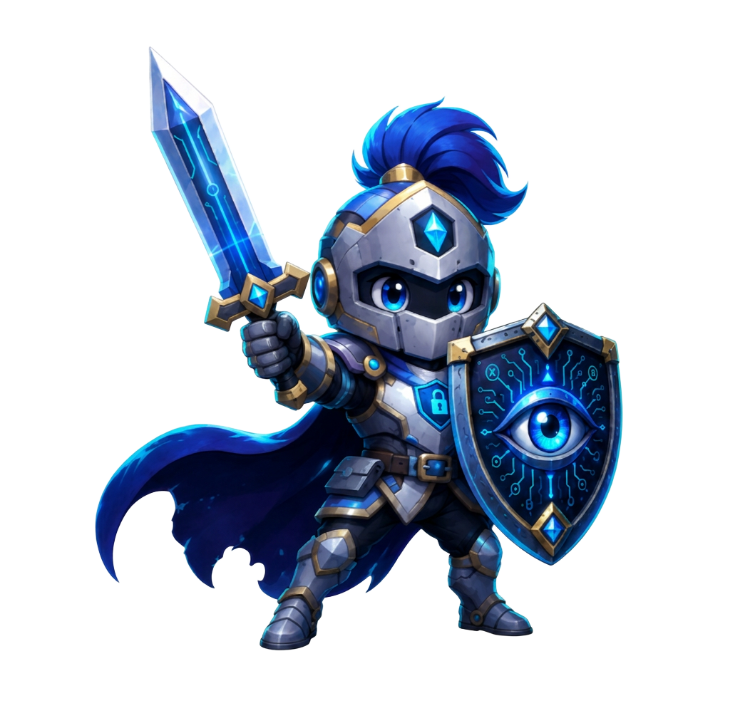 WatchMyAgents sentinel knight mascot